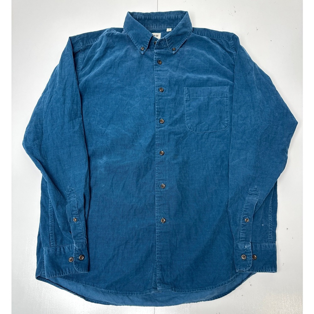 Uniqlo Mens Teal Blue Corduroy Button Down Shirt M Long Sleeve Cotton 331-078781 - Picture 2 of 7